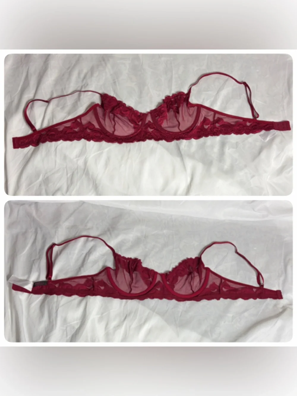 Avidlove red lace mesh sheer underwire bra size XL